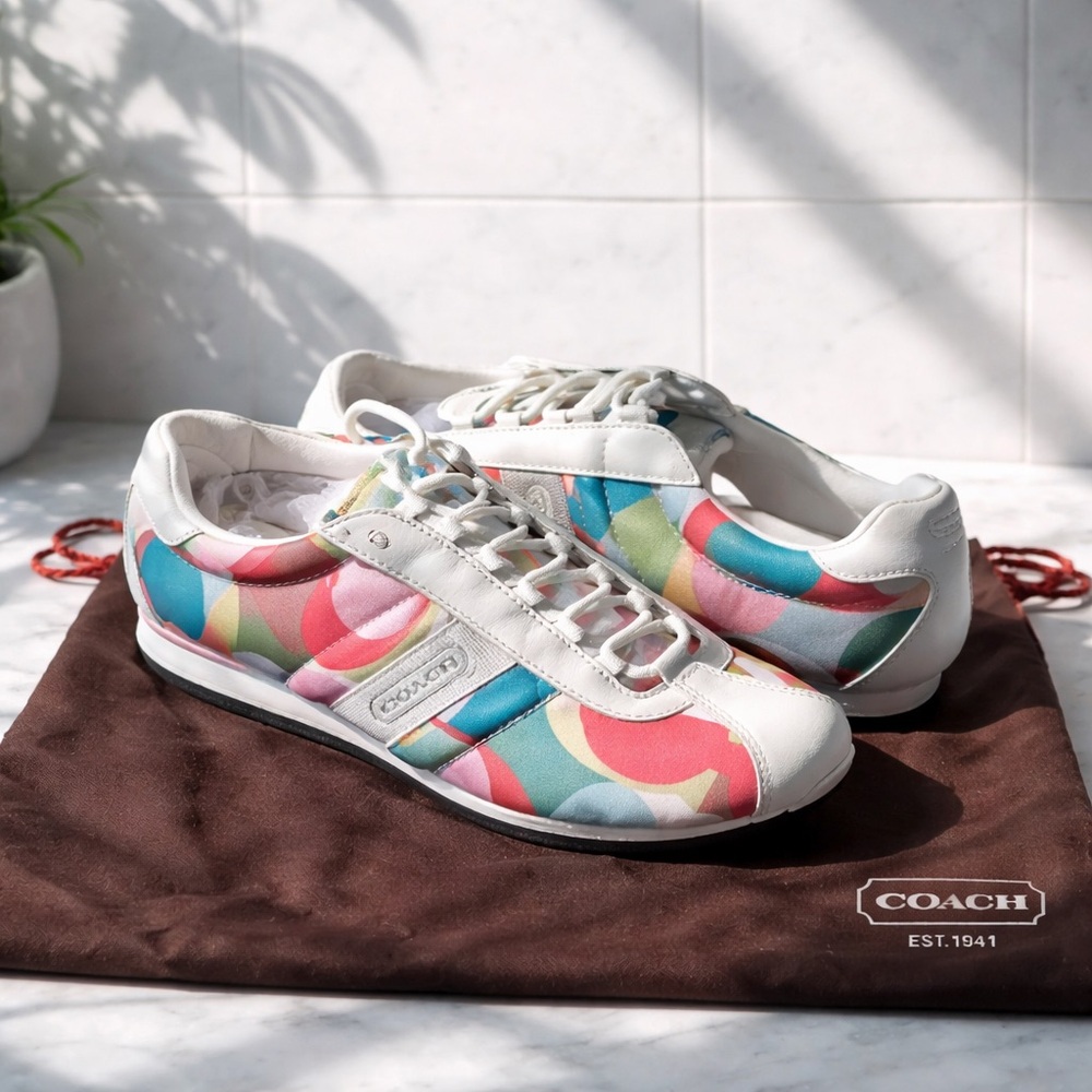 Coach Kirby Colorful Circle Pattern Sneakers NEW